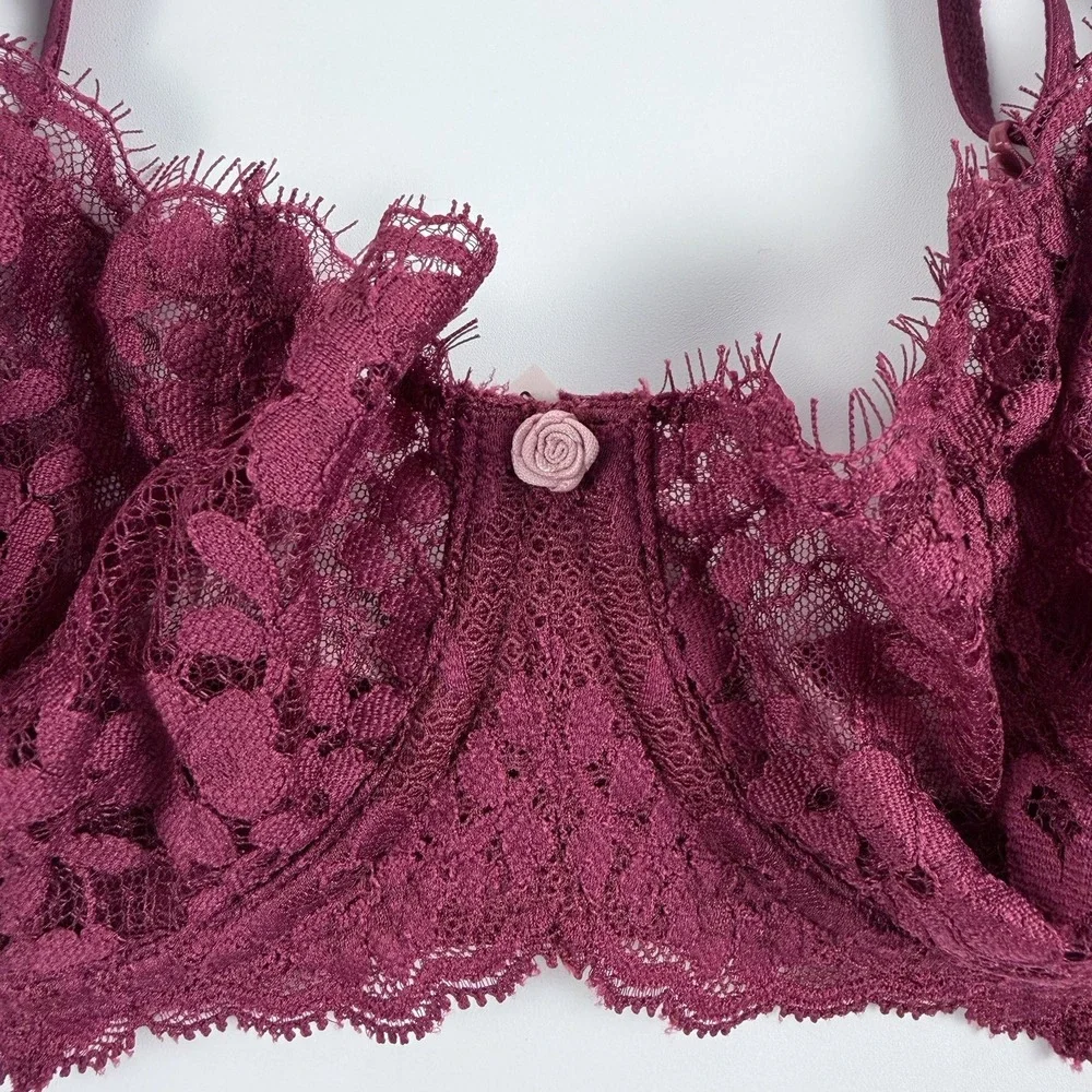 Victoria's Secret Dream Angels Wicked Burgundy Lace Underwire Bra 34D NWT